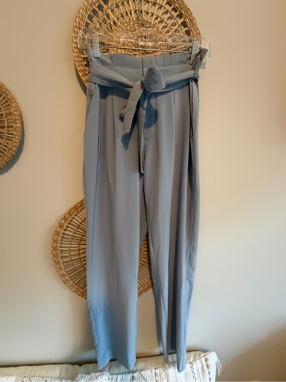 Athleta Skyline II Light Blue High-Waist Tie-Belt Straight Pant - Picture 2 of 4